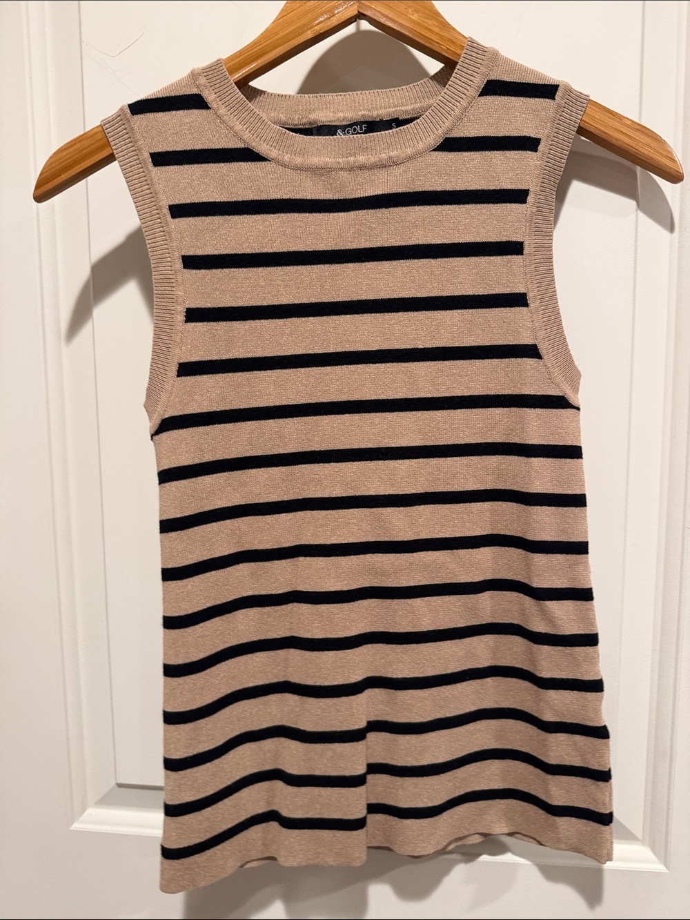 & golf Beige and Black Striped Knit Sleeveless Tank